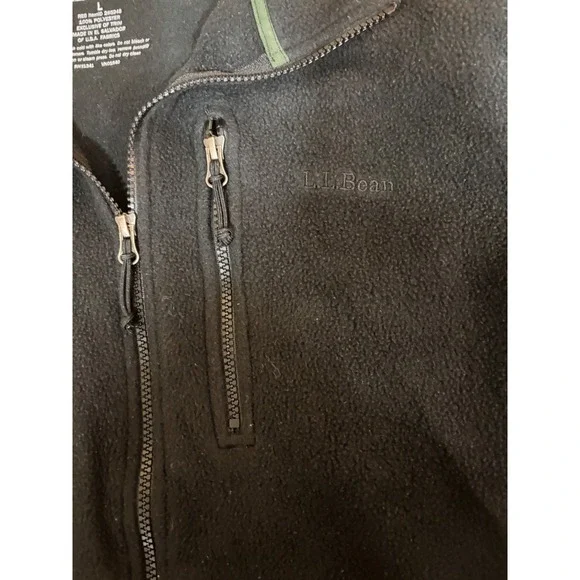 L.L. Bean Jacket Mens Medium Black Polartec Fleece Full Zip Pockets Outdoor - Picture 8 of 8